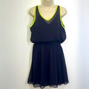 Express - Navy And Neon Bright V Neck Sleeveless Mini Dress Size Medium